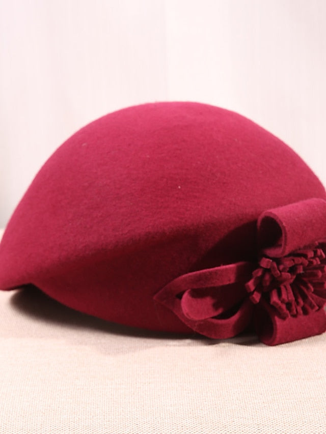 Hat Beret Hat Black Wine Camel Outdoor Street Dailywear Flower Pure Color Warm Breathable for Women