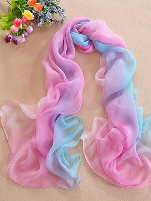 Chiffon Scarf Party Black Scarf Color Block Cute Red Blue Fall Spring for Women
