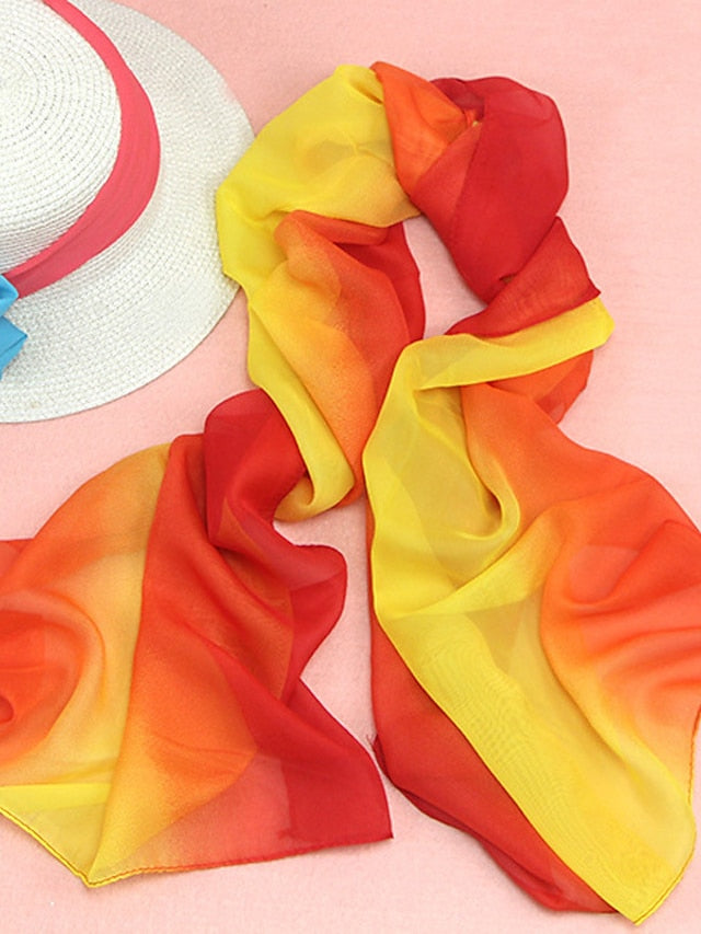 Chiffon Scarf Party Black Scarf Color Block Cute Red Blue Fall Spring for Women