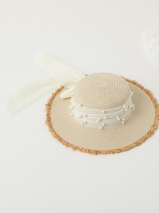 Sun Hat Straw Hat Holiday Straw Lace Vacation Beach Sunscreen Casual 1 pcs for Women