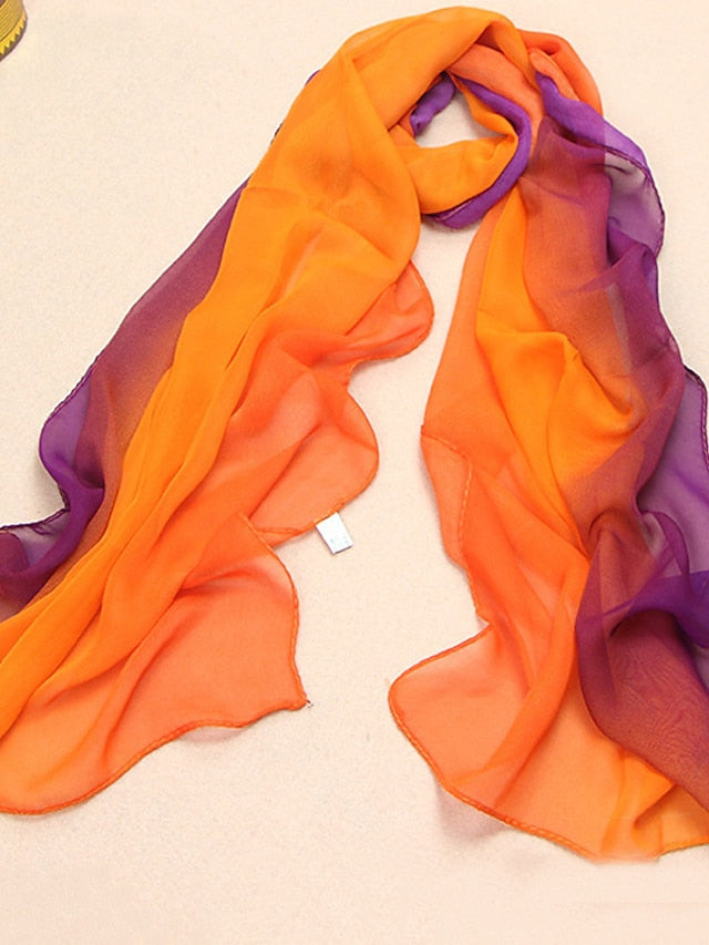 Chiffon Scarf Party Black Scarf Color Block Cute Red Blue Fall Spring for Women
