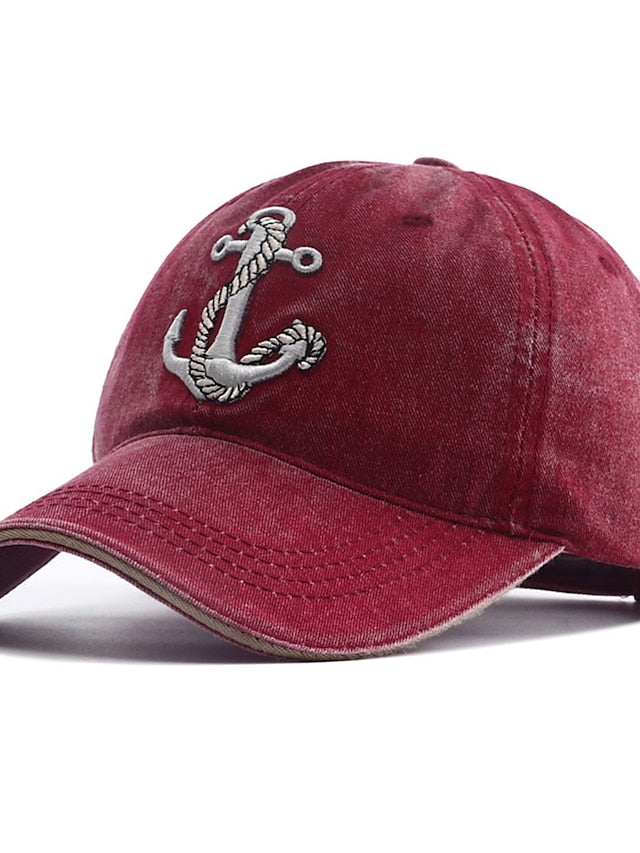 Embroidery Baseball Cap for Women Men Cowboy Washed Cloth Anchor Adult Unisex Casual Dad Hat Trucker Snapback Outdoor Sunscreen Cap for Women