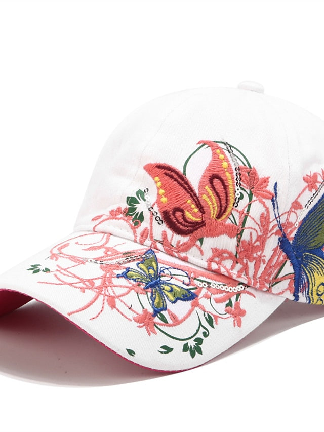 Hat Baseball Cap Black Blue Pink Outdoor Street Dailywear Embroidery Animal Embroidered Flower Windproof Comfort Breathable for Women