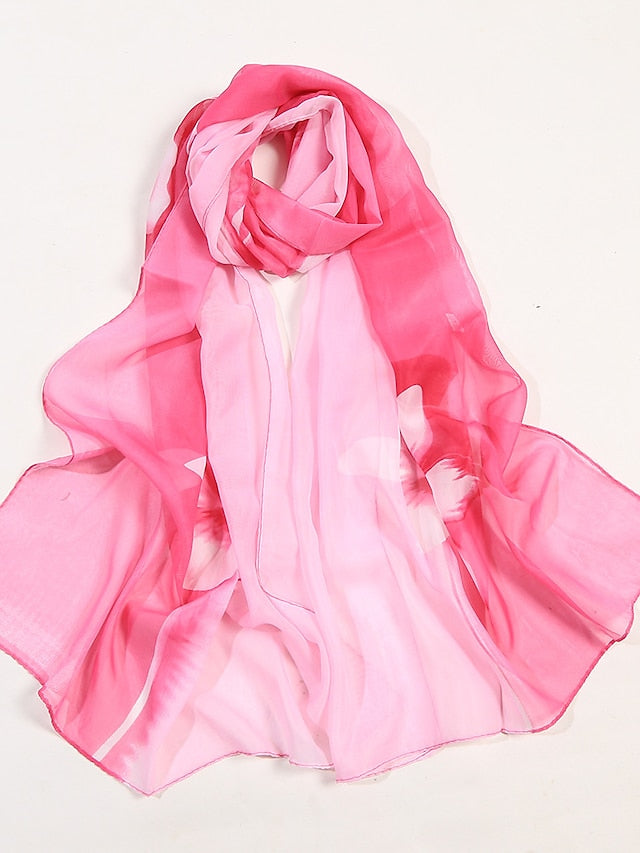 Chiffon Scarf Party Black Scarf Color Block Cute Red Blue Fall Spring for Women