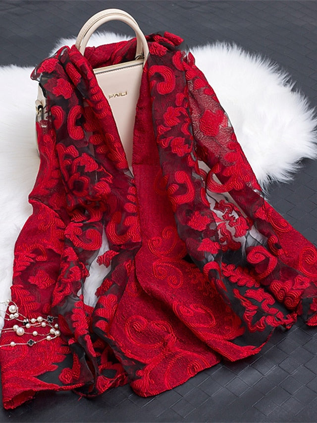 Boho Lady Women Long Soft Wrap Lady Shawl Organza Soft Scarf Scarves for Holiday Beach Accessories for Women