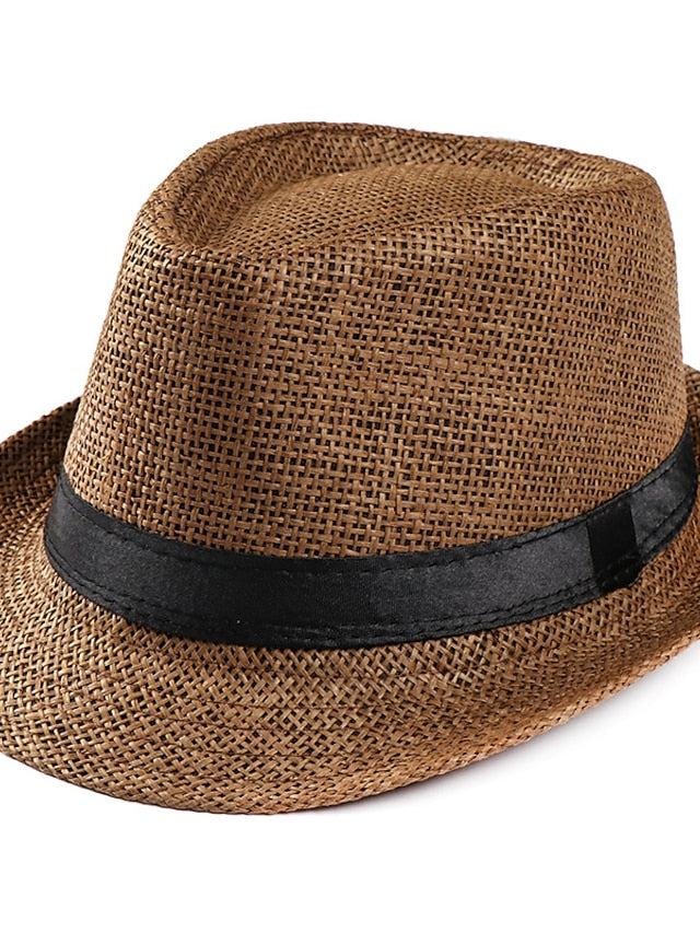 Unisex Sunhat Women Men Fashion Summer Casual Trendy Beach Sun Straw Jazz Band Hat Cowboy Fedora Hat for Women