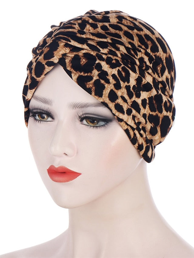 Women Muslim Daily Turban Folding Cross Knotted Hair Scarf Elastic Head Wrap Headwear Bandanas Lady Hair Hats Beanie Hair Loss Accessories for Women