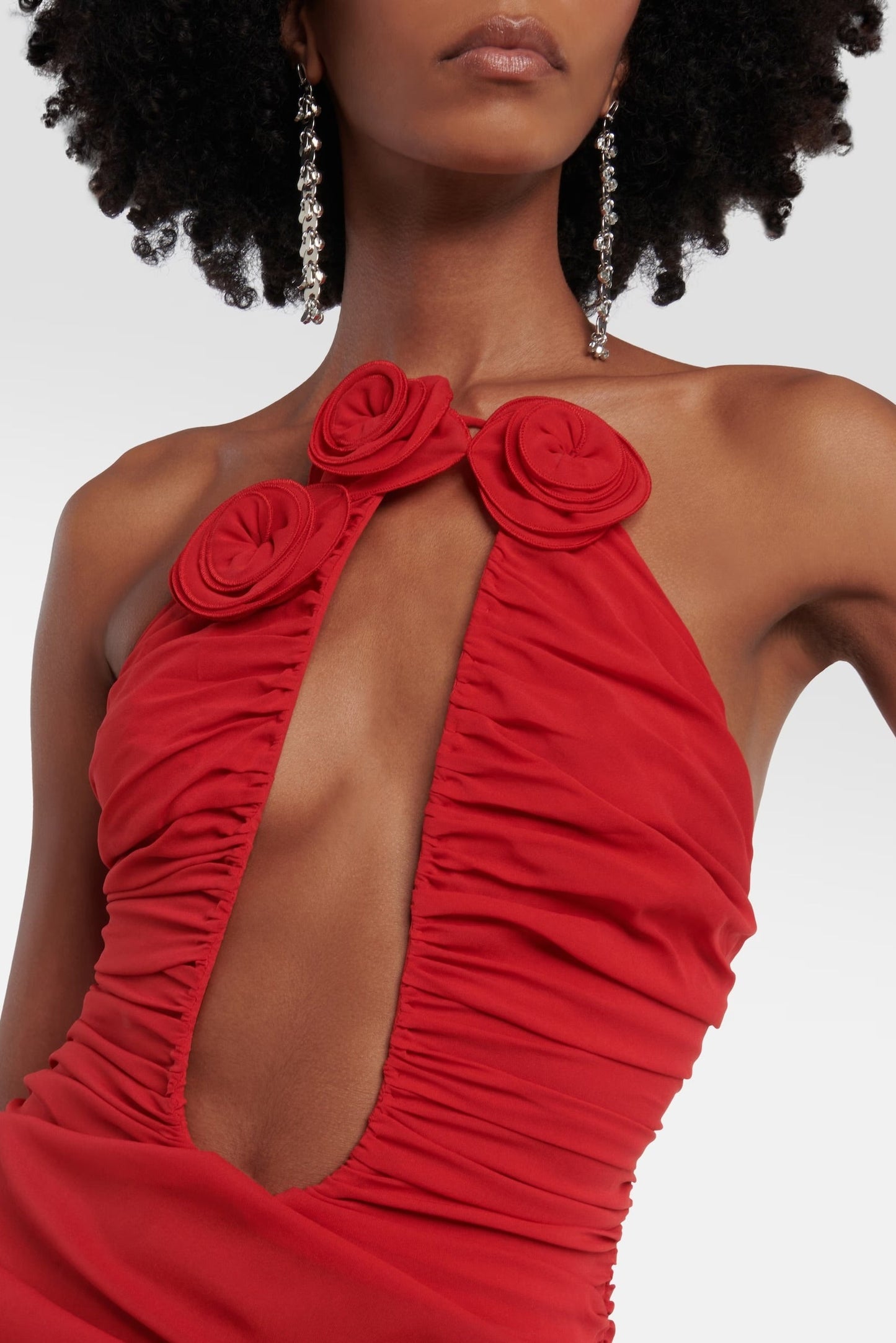 Vestido mini fruncido asimétrico con rosas Bonnie