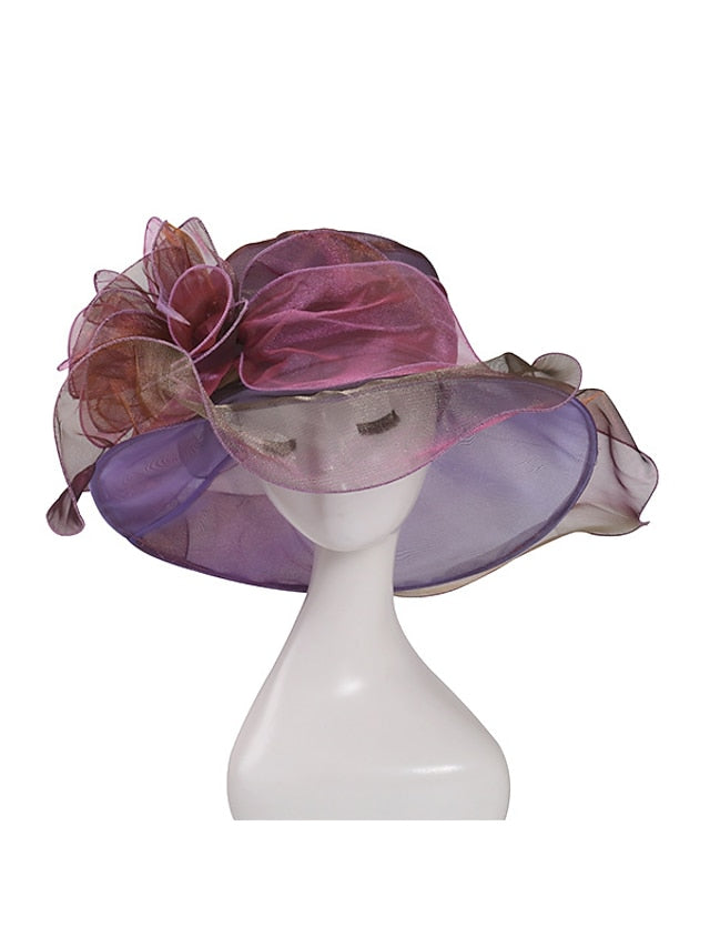 Hat Bucket Hat Sun Hat Blue Purple Pink Party Outdoor Dailywear Floral Floral Portable Windproof Comfort for Women