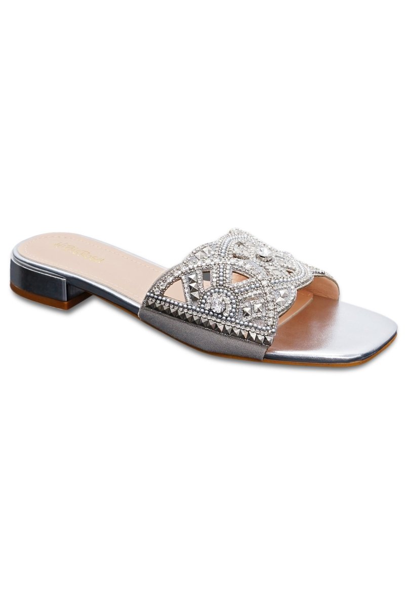 Sandalias tipo slide con diamantes adornados de Janet