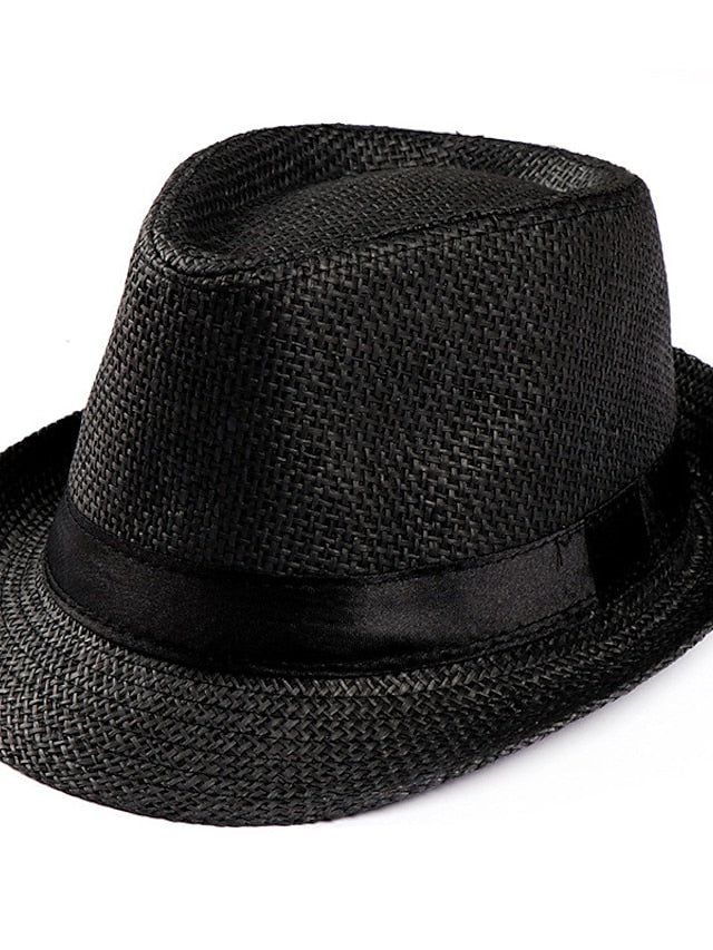Unisex Sunhat Women Men Fashion Summer Casual Trendy Beach Sun Straw Jazz Band Hat Cowboy Fedora Hat for Women