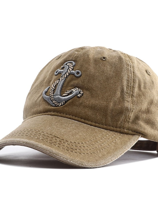 Embroidery Baseball Cap for Women Men Cowboy Washed Cloth Anchor Adult Unisex Casual Dad Hat Trucker Snapback Outdoor Sunscreen Cap for Women