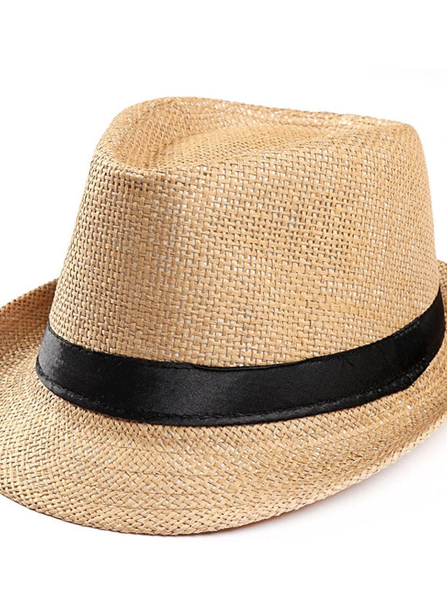Unisex Sunhat Women Men Fashion Summer Casual Trendy Beach Sun Straw Jazz Band Hat Cowboy Fedora Hat for Women