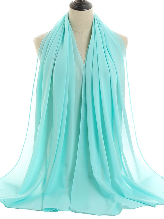 180*75cm Muslim Fashion Chiffon Hijab Scarf Women Scarves Long Shawl Islamic Hijabs Simple Head Scarf Solid Wrap Turban for Women