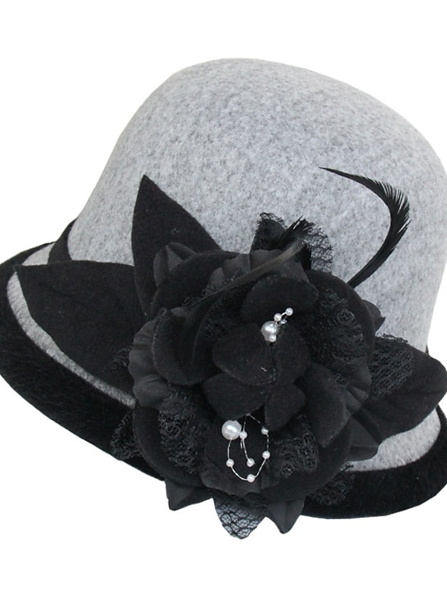 Party Hat Party Wedding Special Occasion Flower Flower Camel White Hat Gray Fall Winter Spring Holiday for Women