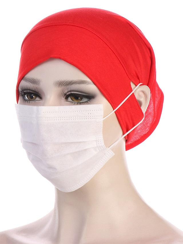 Soft Hood With Pierced Ears Inner Hijab Caps Muslim Stretch Turban Cap Islamic Underscarf Bonnet Hat Female Turbante for Women