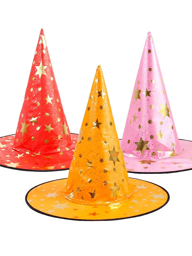 Halloween Witch Hat Masquerade Party Star Hat Children's Headwear Witch Sorcerer Pointed Hat Retro Nordic Style Floppy Hat Durags Party / Evening for Women