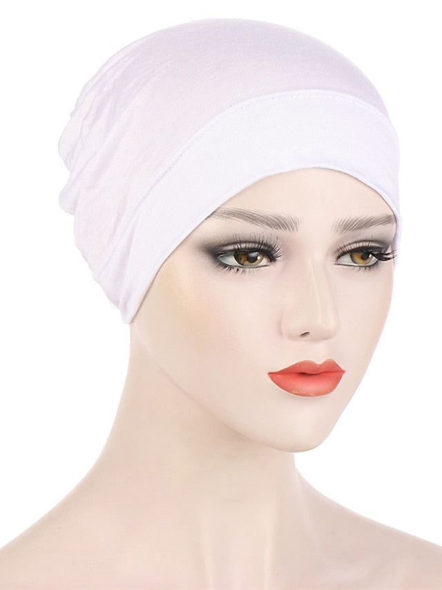 Fashion Multi Color Muslim Underscarf Women Soft Hijab Solid Scarf Turbans Head For Women Caps Islamic Hat for Women