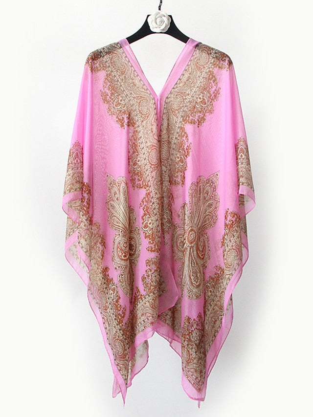 Fashion Women Scarf Shawl Poncho Printed Sunscreen Scarf Sun Protection Shawl Beach Shawl Bikini Cover Soft Comfortable for Women