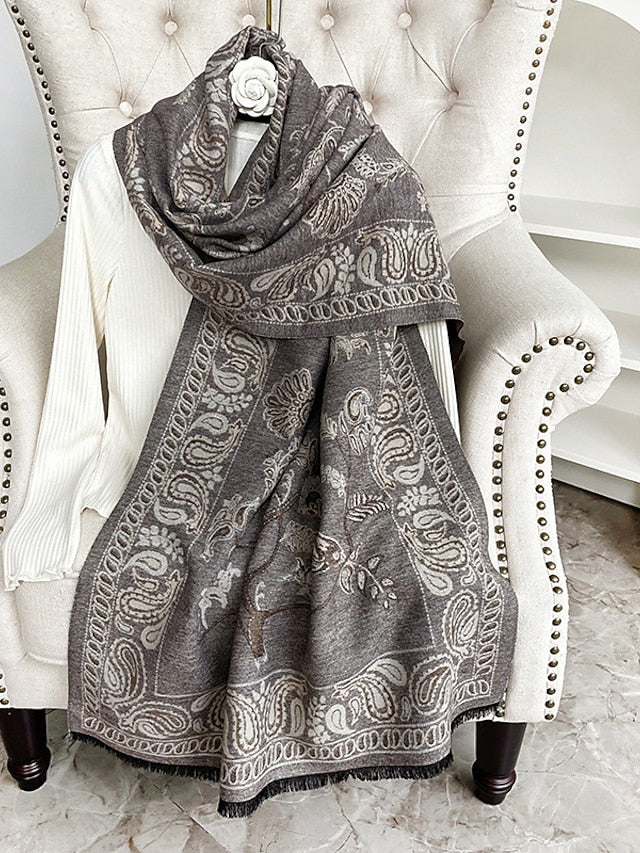 Shawls & Wraps Outdoor Dailywear Holiday Wine Red Pink Scarf Floral for Women