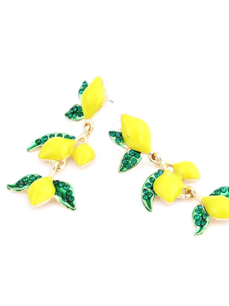 Pendientes colgantes de diamante con forma de limonero