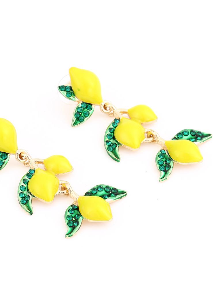 Pendientes colgantes de diamante con forma de limonero