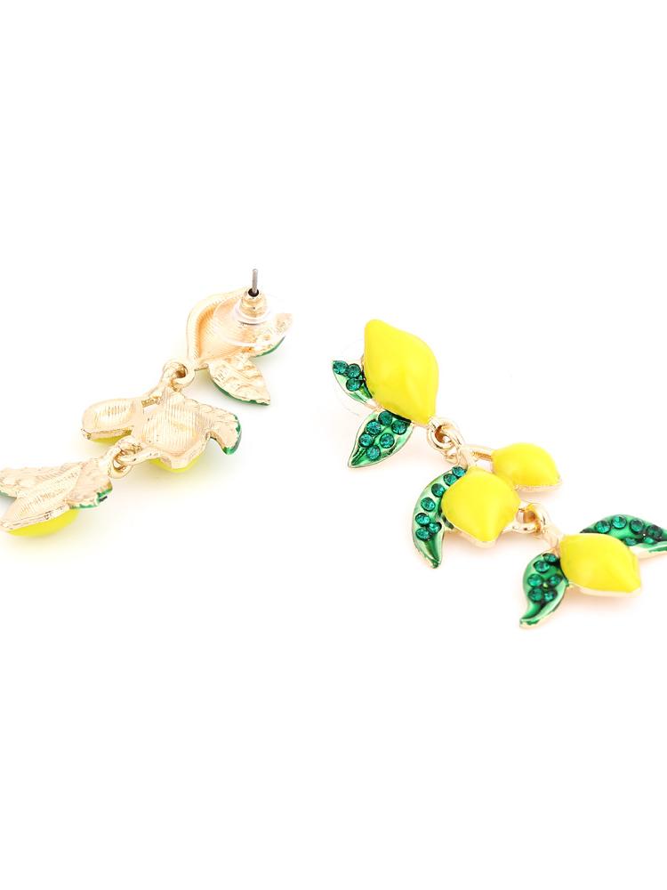 Pendientes colgantes de diamante con forma de limonero