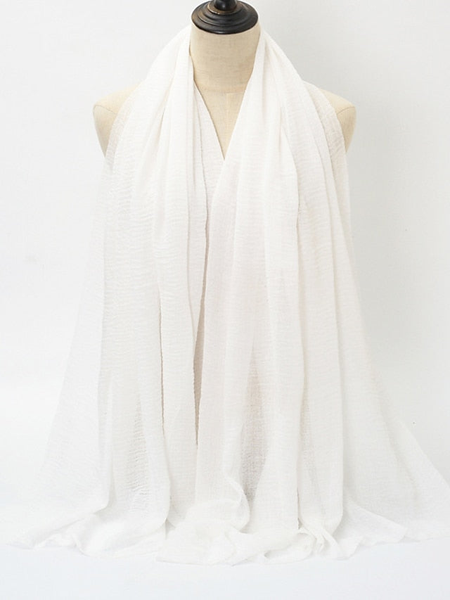 Plain Wrinkle Wrap Cotton Viscose Long Shawl Scarf Women Crinkle Hijab Shawl Muslim Head Hijab Scarf for Women