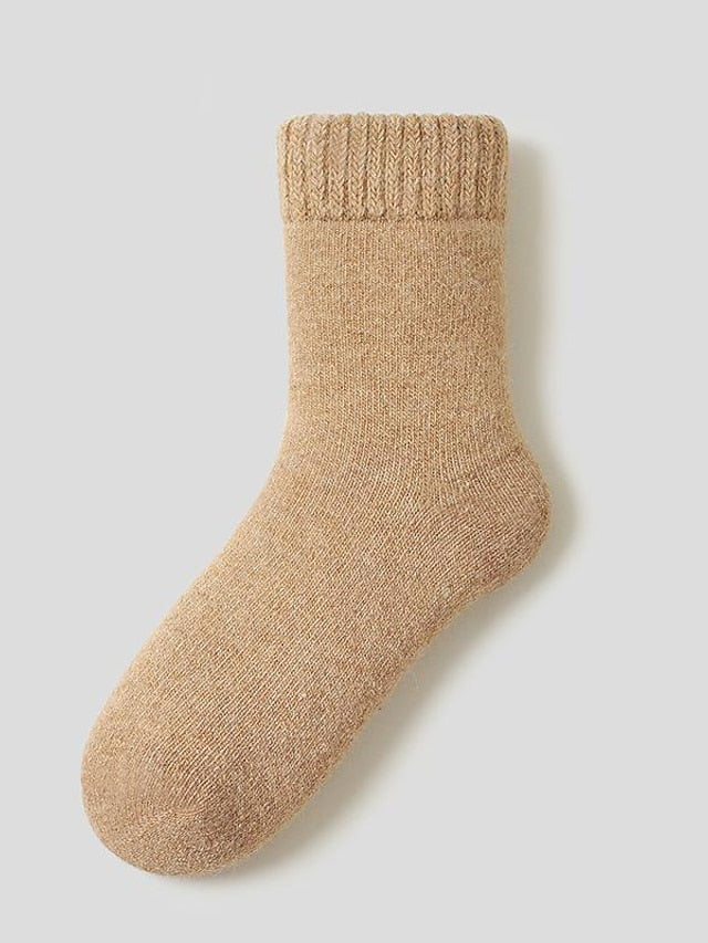Crew Socks Thick Winter Warm Socks Home Office Work Solid Color Wool Spandex Nylon Basic Casual Classic Warm Casual 1 Pair for Women