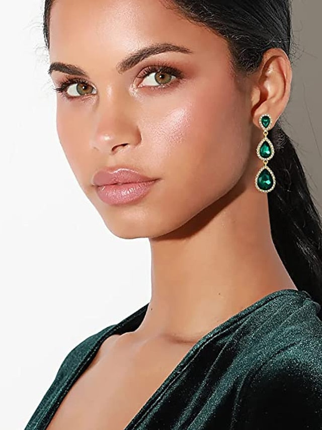 1 Pair Crystal Teardrop Pear Shape Earrings For Party Evening Mother's Day Acrylic Rhinestone Alloy for Women