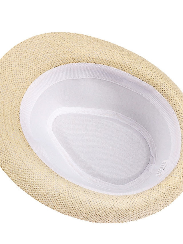 Unisex Sunhat Women Men Fashion Summer Casual Trendy Beach Sun Straw Jazz Band Hat Cowboy Fedora Hat for Women