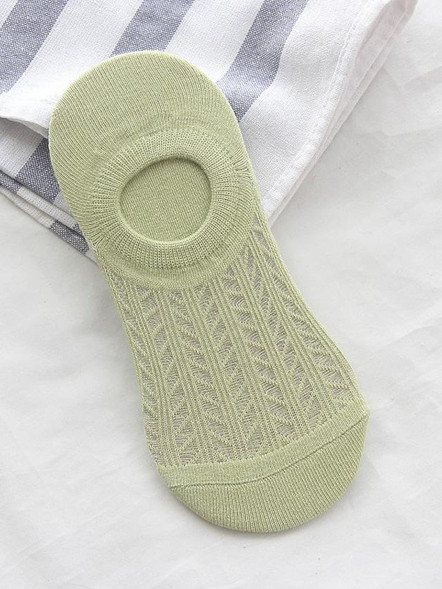 socks women spring and summer new glass silk ladies non-slip invisible socks cotton hollow mesh air conditioning socks boat socks women for Women