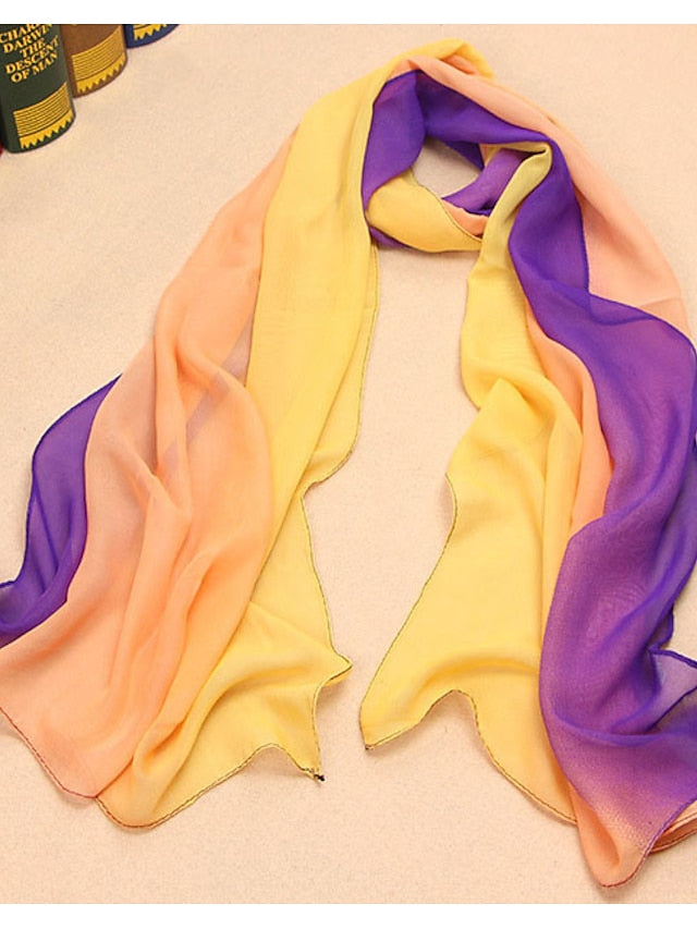 Chiffon Scarf Party Black Scarf Color Block Cute Red Blue Fall Spring for Women