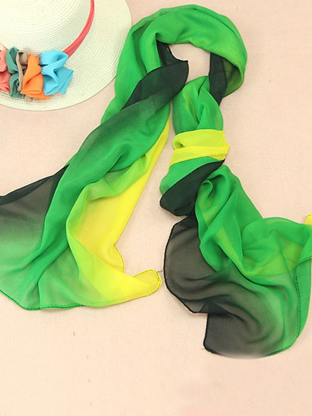 Chiffon Scarf Party Black Scarf Color Block Cute Red Blue Fall Spring for Women