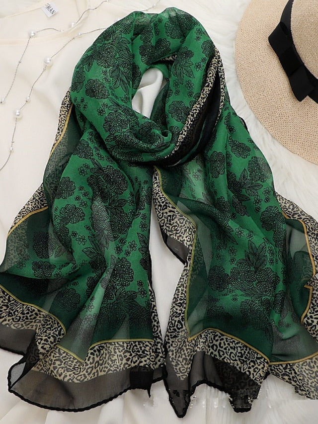 Scarves Daily Holiday Flowers Polyester Bohemia Vintage Retro Warm Casual / Daily 1 PC for Women