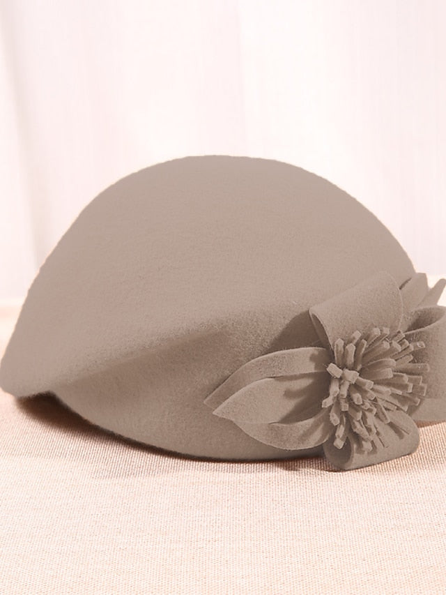 Hat Beret Hat Black Wine Camel Outdoor Street Dailywear Flower Pure Color Warm Breathable for Women