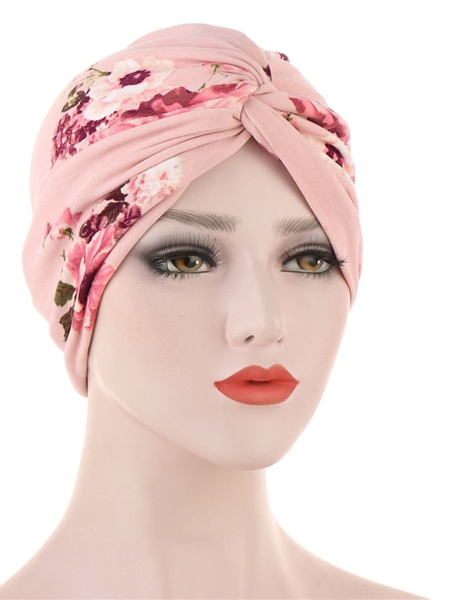 Women Muslim Daily Turban Folding Cross Knotted Hair Scarf Elastic Head Wrap Headwear Bandanas Lady Hair Hats Beanie Hair Loss Accessories for Women