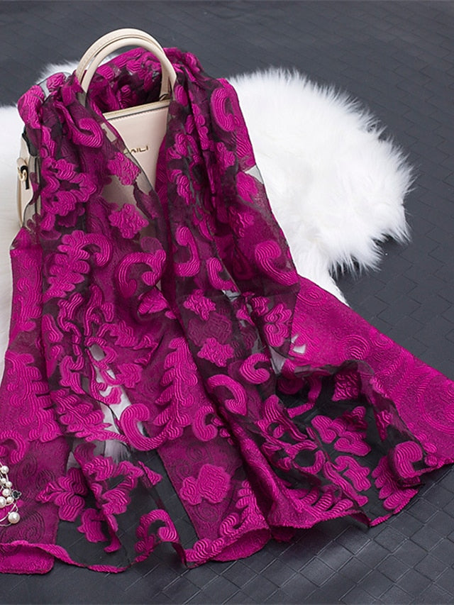 Boho Lady Women Long Soft Wrap Lady Shawl Organza Soft Scarf Scarves for Holiday Beach Accessories for Women