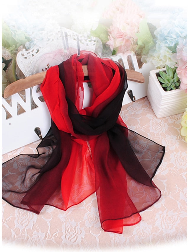Chiffon Scarf Party Black Scarf Color Block Cute Red Blue Fall Spring for Women