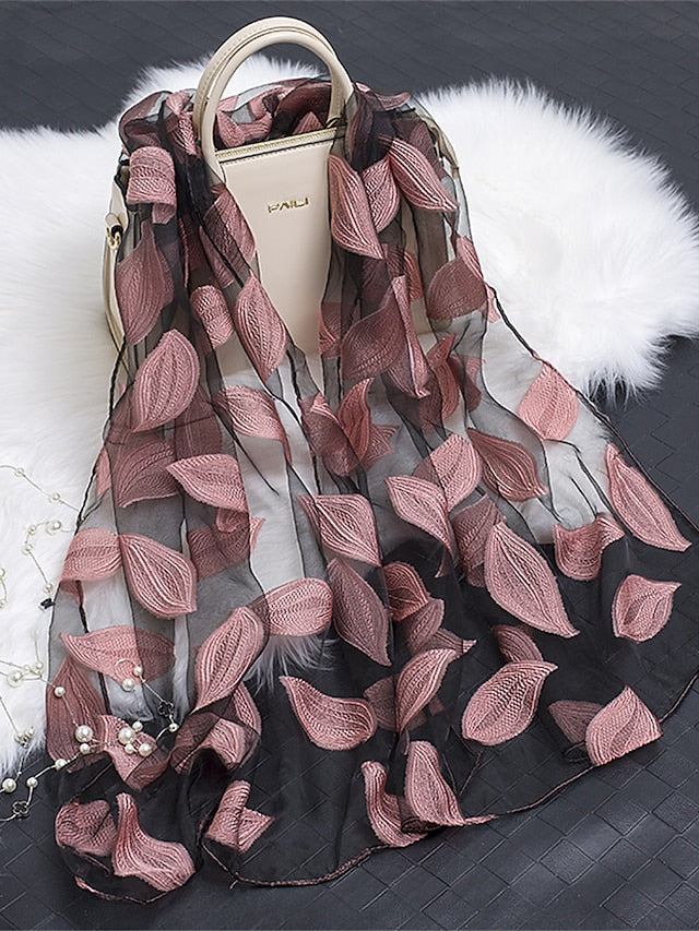 Shawls & Wraps Street Daily Date Wine Green Scarf Florals / Party / Silk / Cute / Fall / Winter for Women