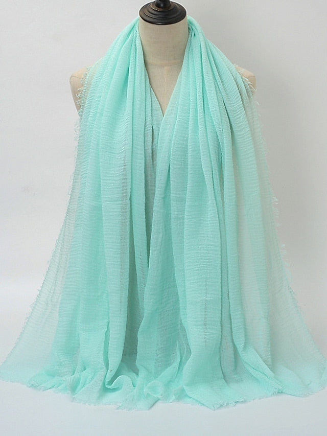 Plain Wrinkle Wrap Cotton Viscose Long Shawl Scarf Women Crinkle Hijab Shawl Muslim Head Hijab Scarf for Women