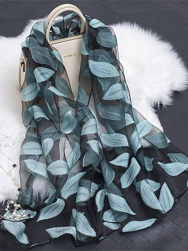 Shawls & Wraps Street Daily Date Wine Green Scarf Florals / Party / Silk / Cute / Fall / Winter for Women