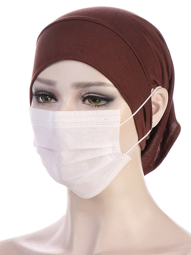 Soft Hood With Pierced Ears Inner Hijab Caps Muslim Stretch Turban Cap Islamic Underscarf Bonnet Hat Female Turbante for Women