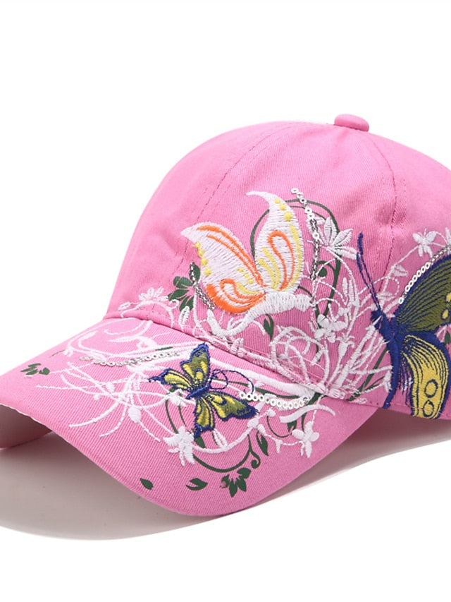 Hat Baseball Cap Black Blue Pink Outdoor Street Dailywear Embroidery Animal Embroidered Flower Windproof Comfort Breathable for Women