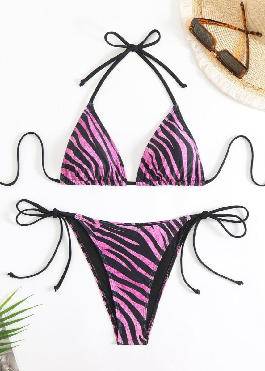 Savannah Curve Bikini Set - Zebra Print Triangle Swimwear