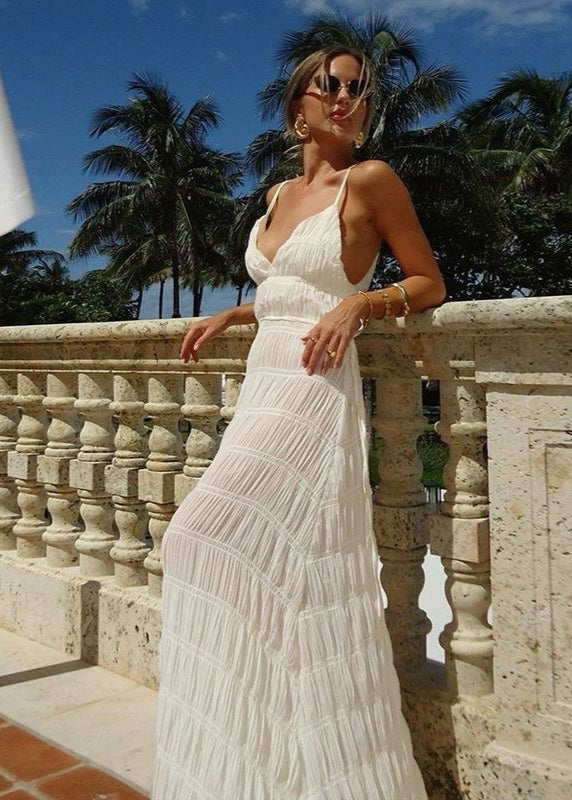 Serena - Pleated Spaghetti Strap Maxi Dress
