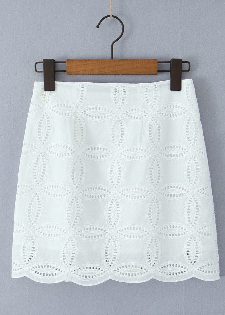 Sunlace - Embroidered Cotton Shirt and Skirt Set