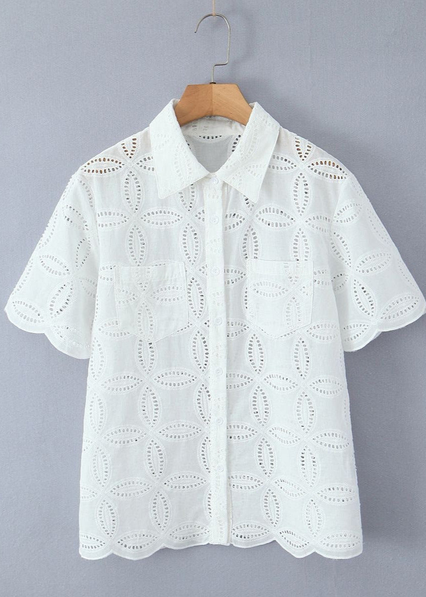 Sunlace - Embroidered Cotton Shirt and Skirt Set