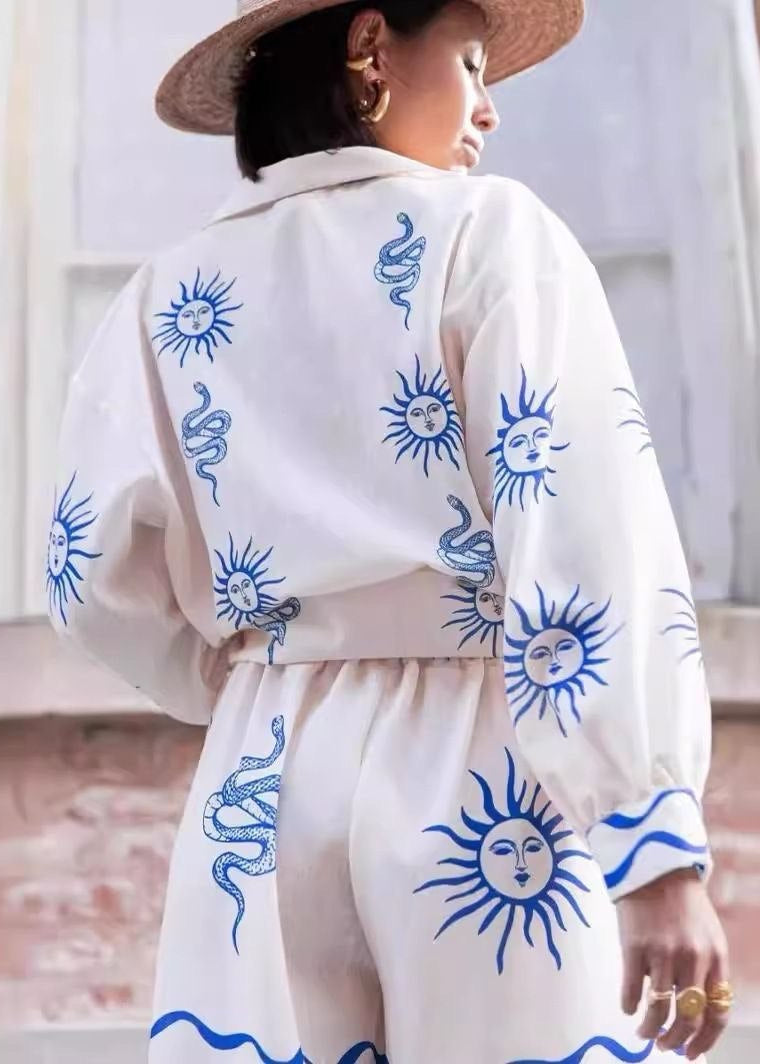 Solara Sketch - Sun & Snake Print Shirt and Shorts Set