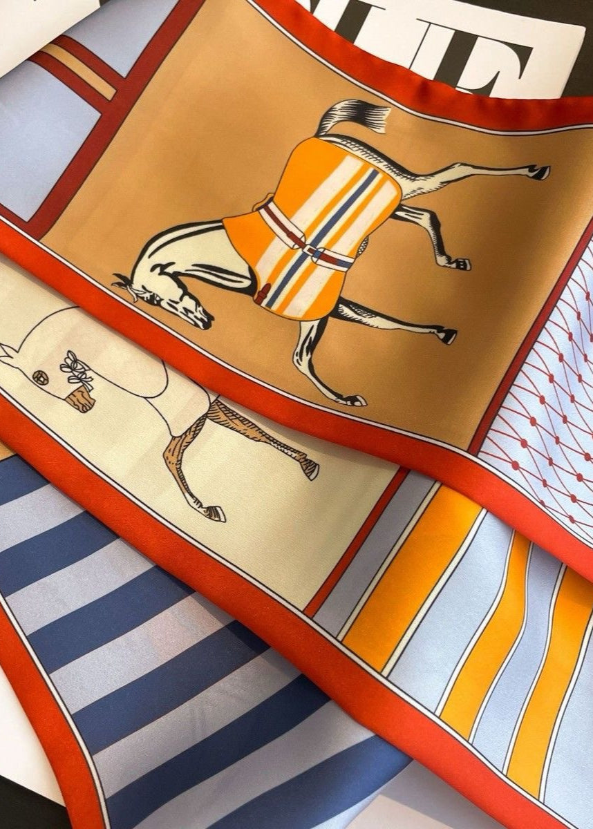 Equestra - Silk Twilly Scarf with Horse Print